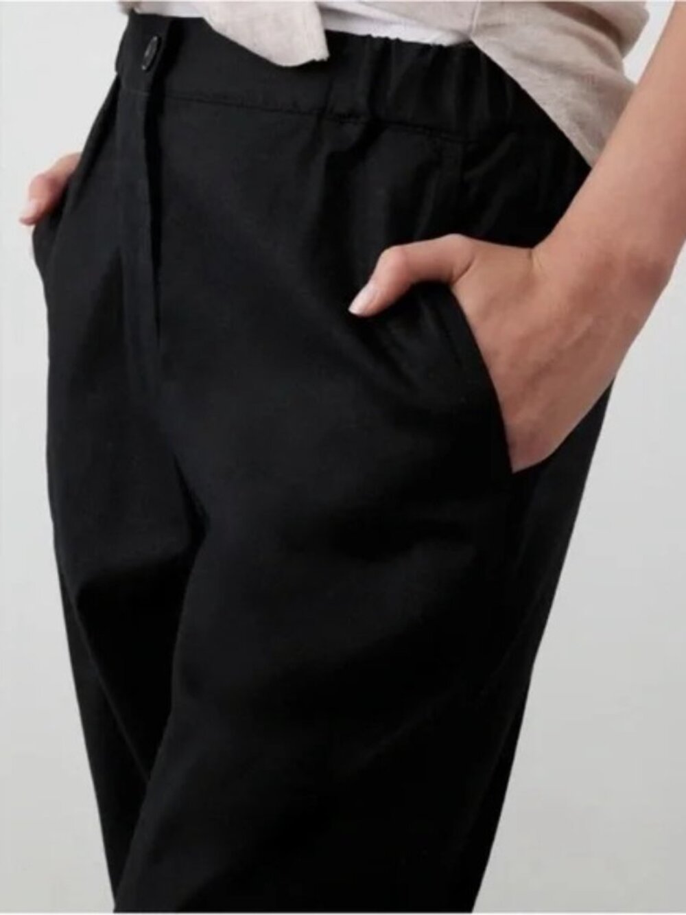 Banana Republic Factory Tapered Linen-Blend Pull-On Pant size M Black